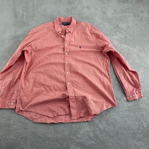 Ralph Lauren Classic Fit Red & White Checkered Mens Dress Shirt Size XXL 3478 - Picture 1 of 8